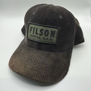 Filson Cord Logger Hat Leather Strap Back Patch Logo‎ FAIR Workwear Outdoor